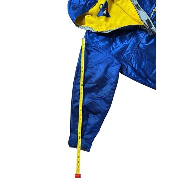 1990S OVERSIZED SHINY BLUE TOMMY HILFIGER PUFFY JACKET YELLOW LINING Men’s XL - Picture 10 of 15